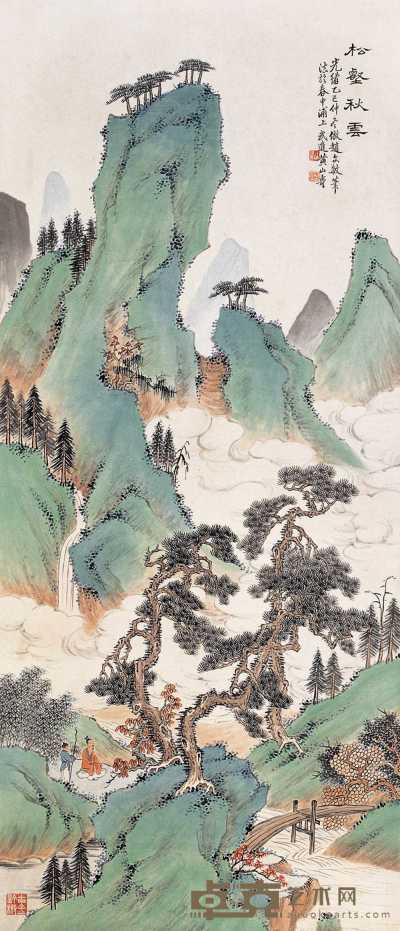 黄山寿 1905年作 松壑秋云图 镜心 128×56cm
